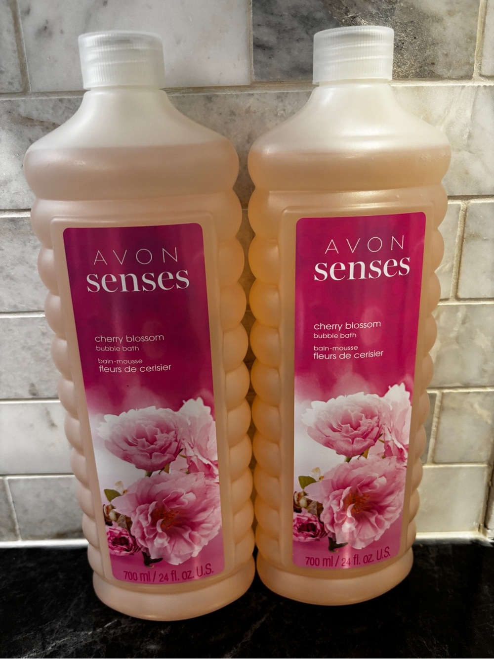 Avon Senses Cherry Blossom Bubble Bath - Pink and Cream